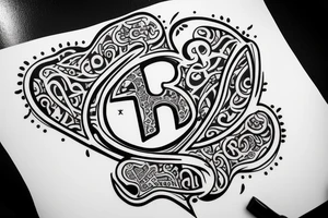 Create a single shape tattoo with the letters: J,H,C,A,M tattoo idea