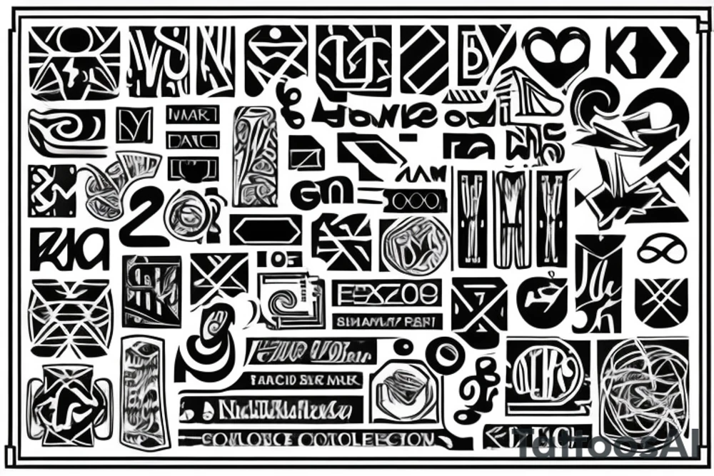Create a single-shape tattoo with the letters: J,H,C,A,M tattoo idea Create a single-shape tattoo with the letters: J,H,C,A,M tattoo idea