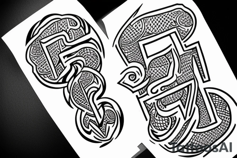 Create a single-shape tattoo with the letters: J,H,C,A,M tattoo idea
