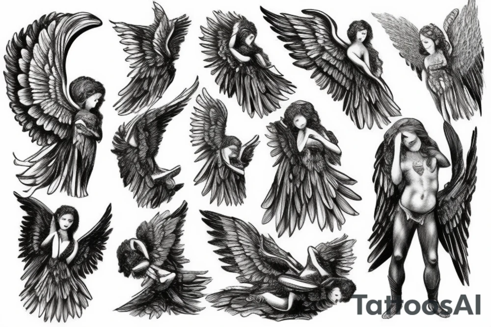 Angel with wings tattoo idea