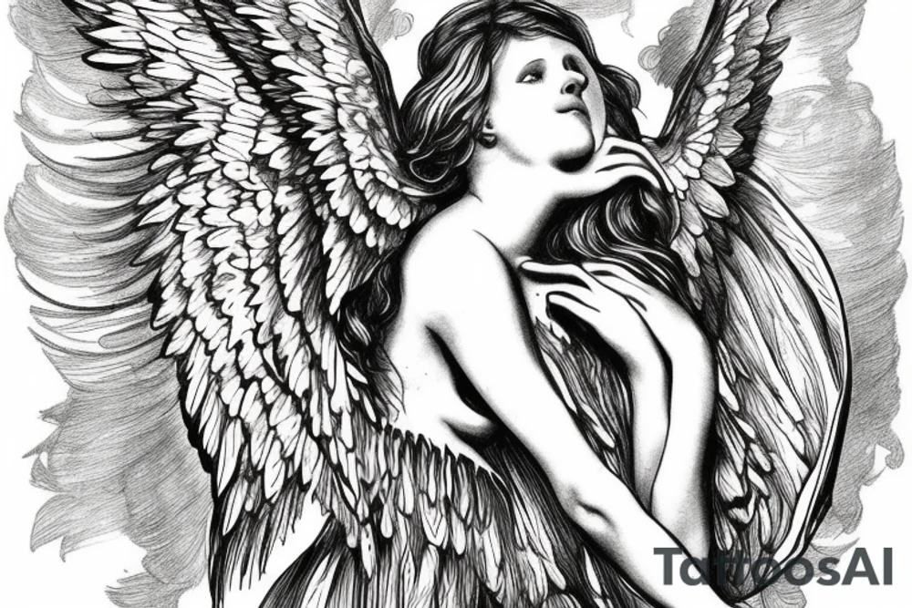 Angel with wings tattoo idea