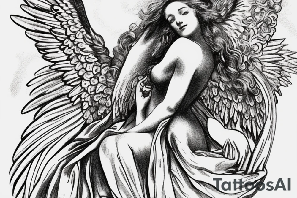 Angel with wings tattoo idea