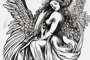 Angel with wings tattoo idea