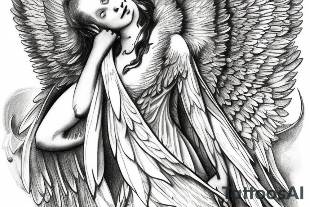 Angel with wings tattoo idea