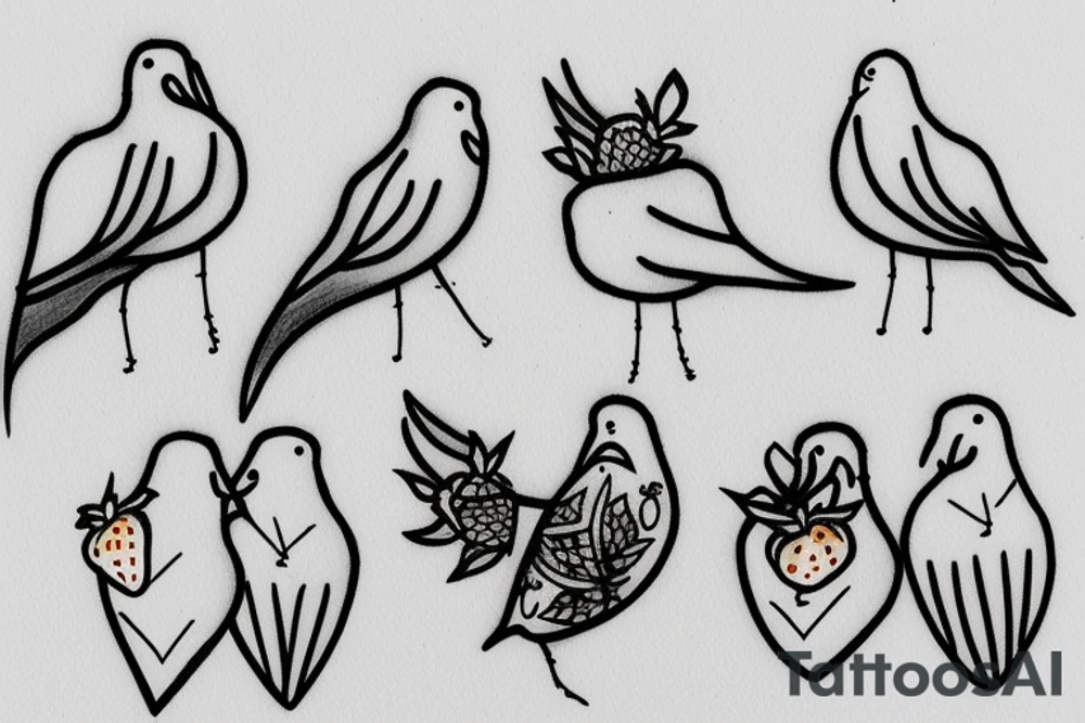 doves from epik high “epik high is here: pt 2” album holding a barbed wire bracelet with a strawberry in the middle tattoo idea