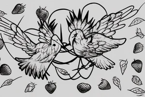 doves from epik high “epik high is here: pt 2” album cover holding a barbed wire bracelet with a strawberry in the middle tattoo idea