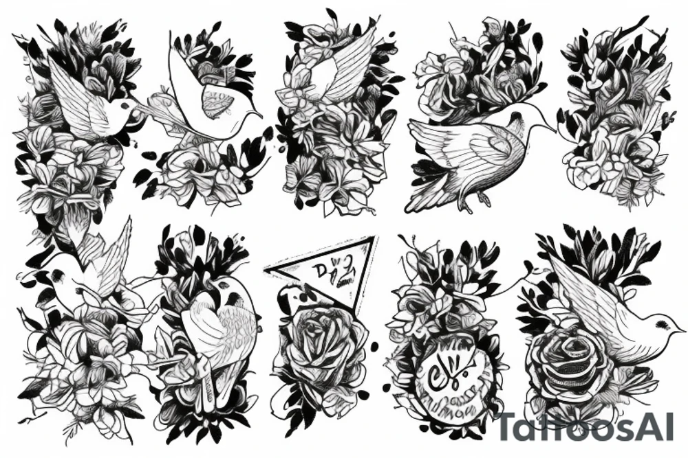 doves from epik high “epik high is here: pt 2” album cover holding a barbed wire bracelet with a strawberry in the middle tattoo idea