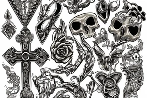 jewel cross，golden silver tattoo idea