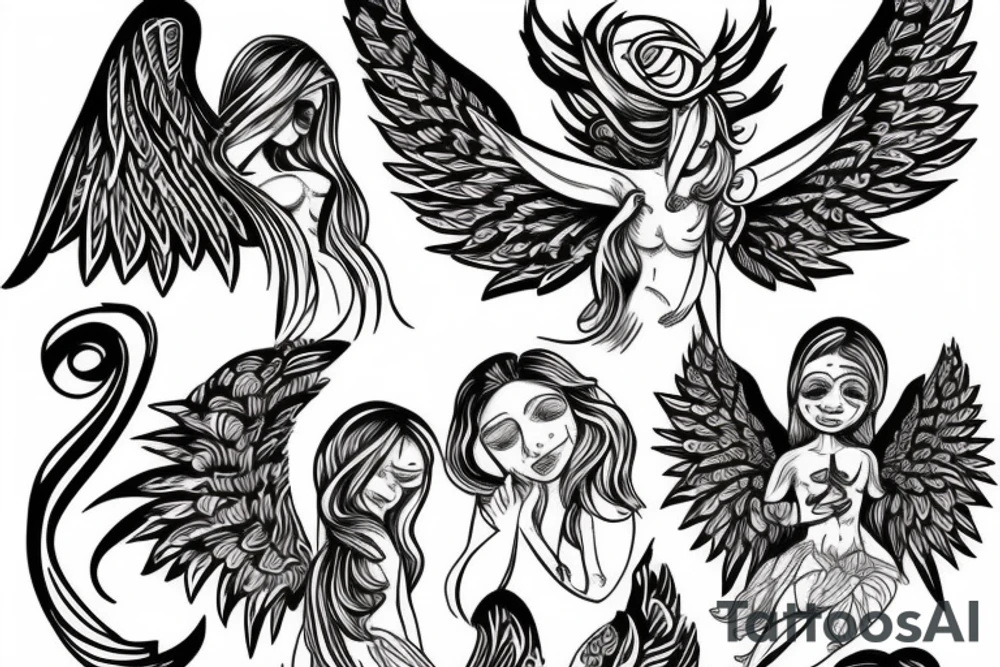colorful angel tattoo idea