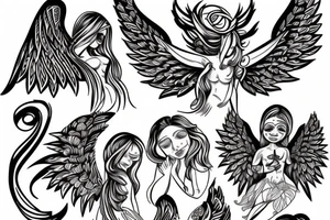 colorful angel tattoo idea