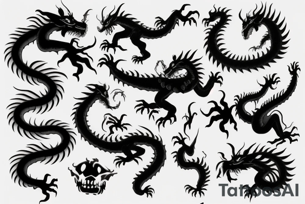 3d lying dragon tattoo idea