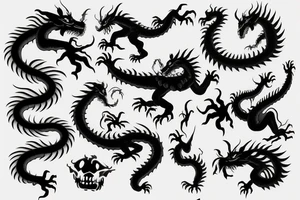 3d lying dragon tattoo idea