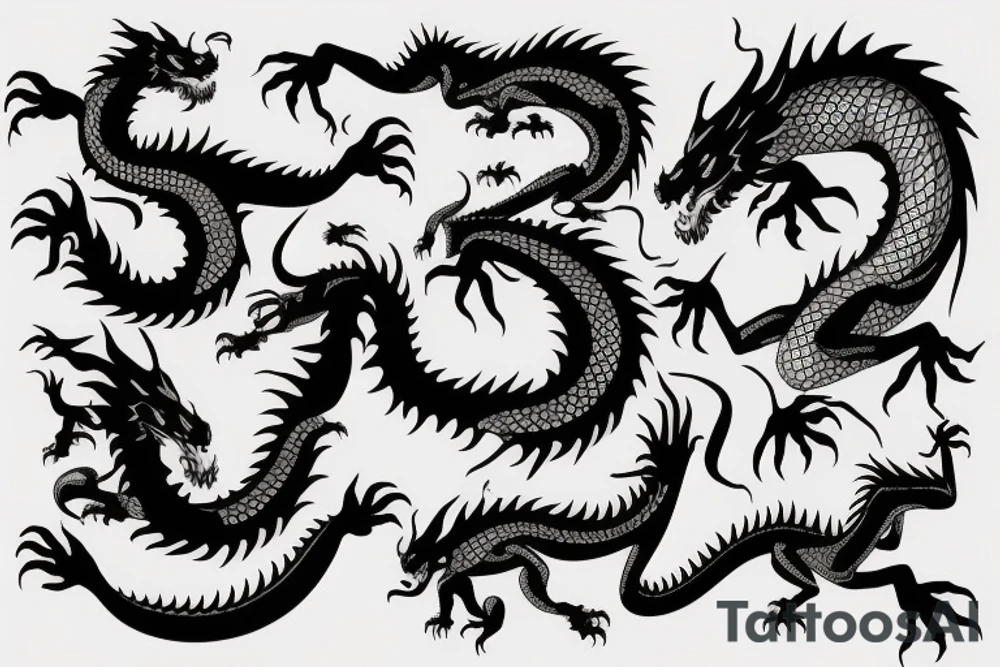 3d lying dragon tattoo idea