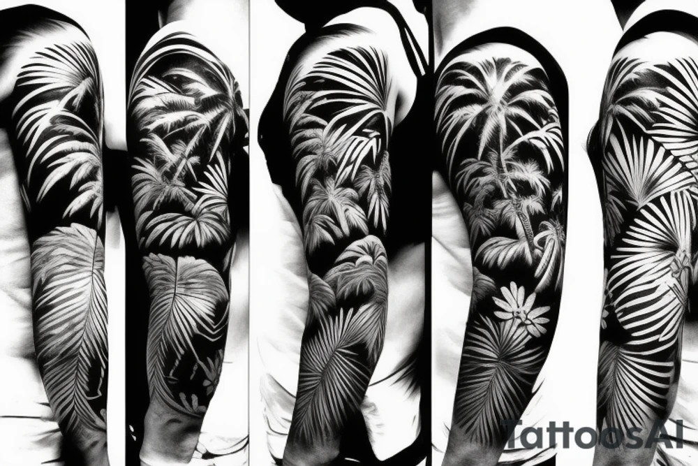 palm trees, samurai, sunset, japan style tattoo idea palm trees, samurai, sunset, japan style tattoo idea