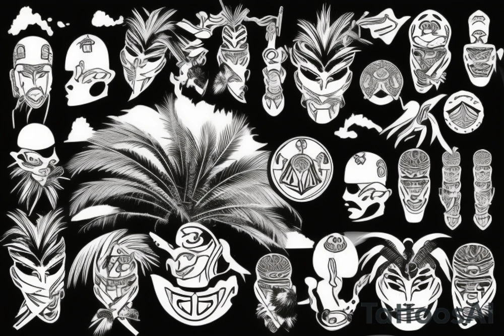 palm trees, samurai, sunset, japan style tattoo idea palm trees, samurai, sunset, japan style tattoo idea