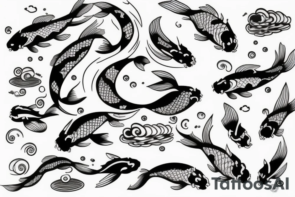 Koi Fish with waves tattoo idea