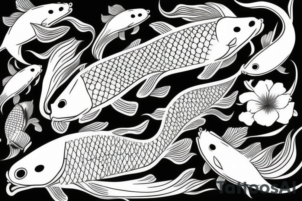 koi fish with Japanese style water tattoo idea