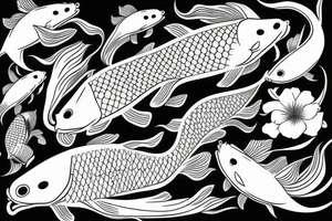 koi fish with Japanese style water tattoo idea