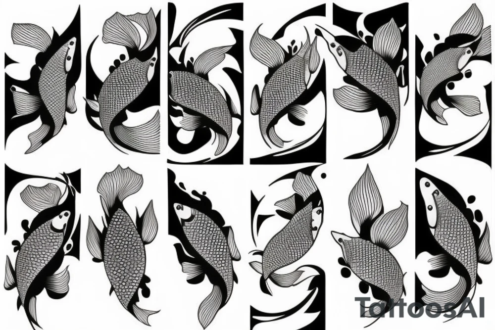 koi fish with Japanese style water tattoo idea