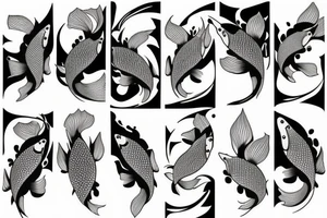 koi fish with Japanese style water tattoo idea
