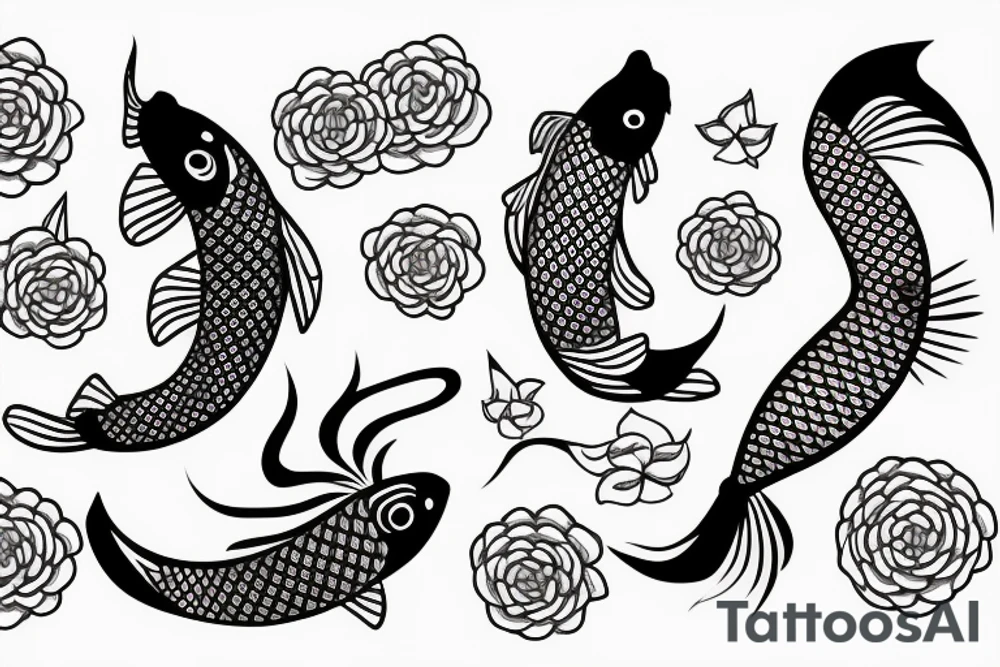 koi fish with Japanese style water tattoo idea