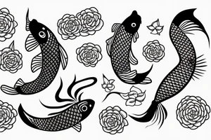 koi fish with Japanese style water tattoo idea