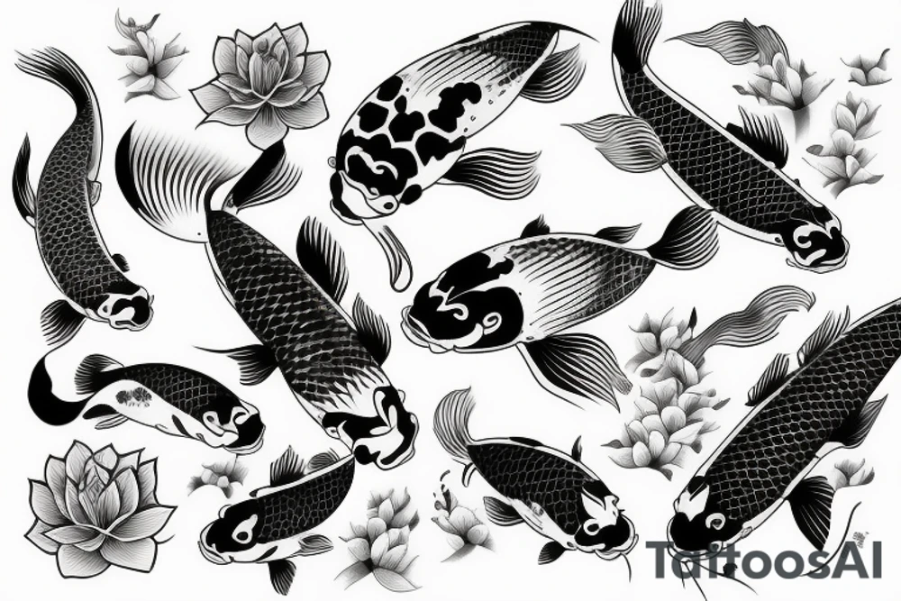koi fish with Japanese style water tattoo idea