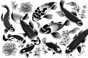 koi fish with Japanese style water tattoo idea