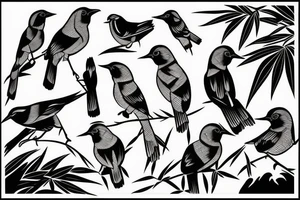 bamboo with bird in asian style tattoo idea
