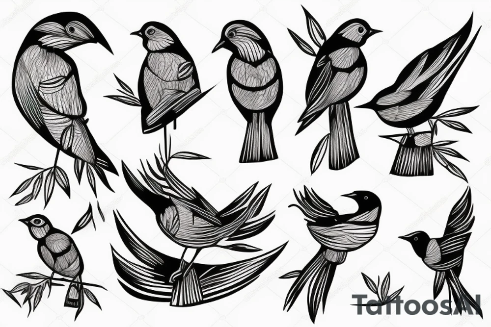 bamboo with bird tattoo idea