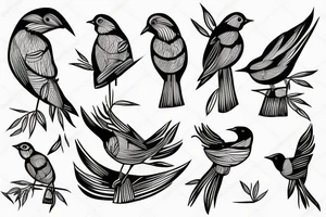 bamboo with bird tattoo idea