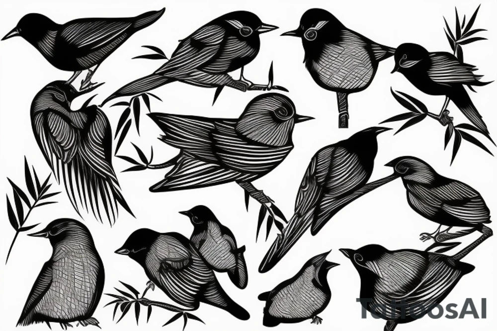 bamboo with bird tattoo idea
