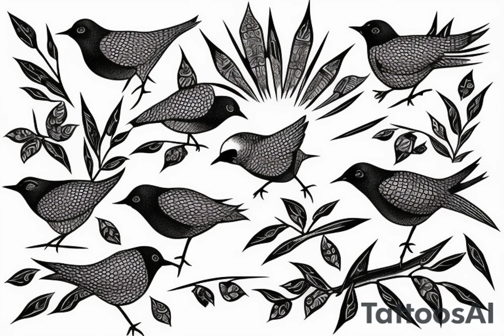 bamboo with bird tattoo idea