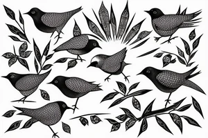 bamboo with bird tattoo idea