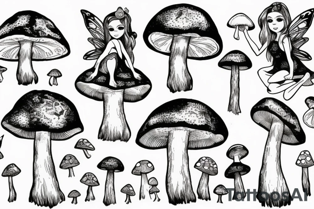 fairy sitting on a mushroom tattoo idea