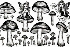 fairy sitting on a mushroom tattoo idea