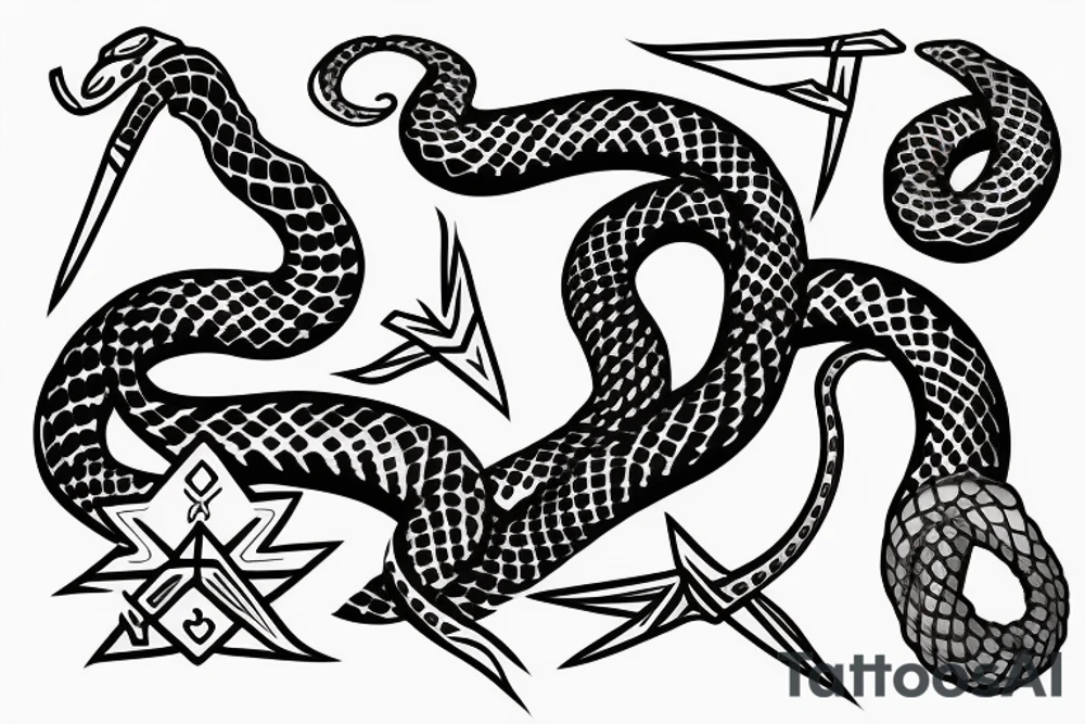two snakes with minato kunai as negative space tattoo idea