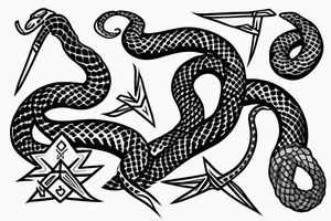 two snakes with minato kunai as negative space tattoo idea