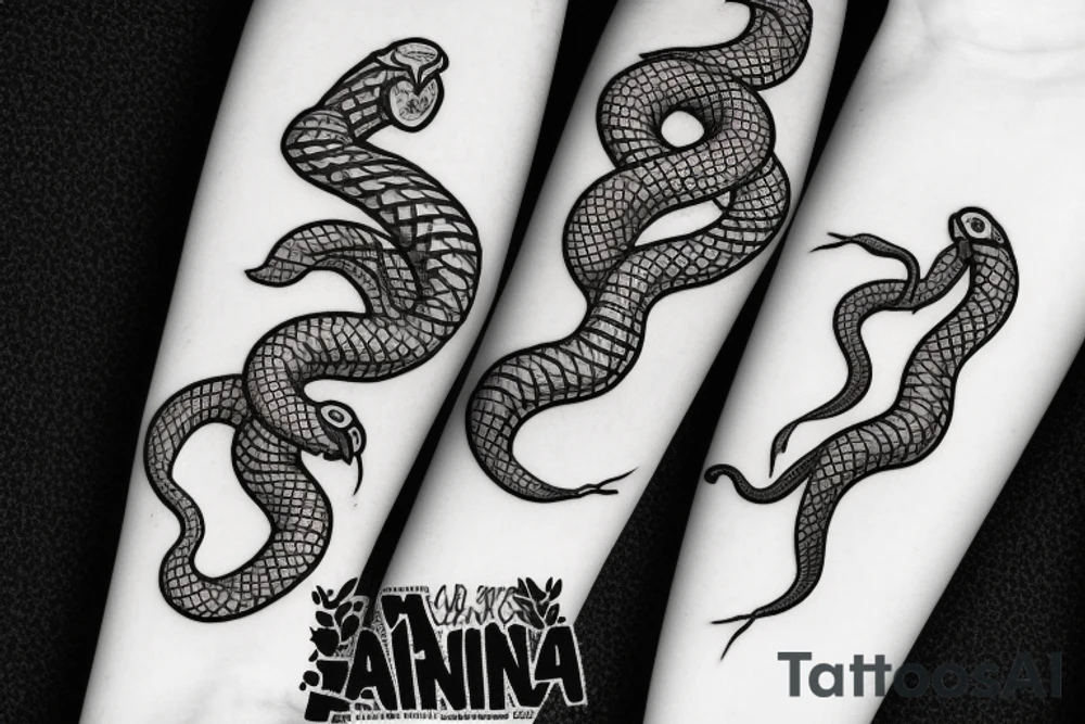 two snakes with minato kunai as negative space tattoo idea