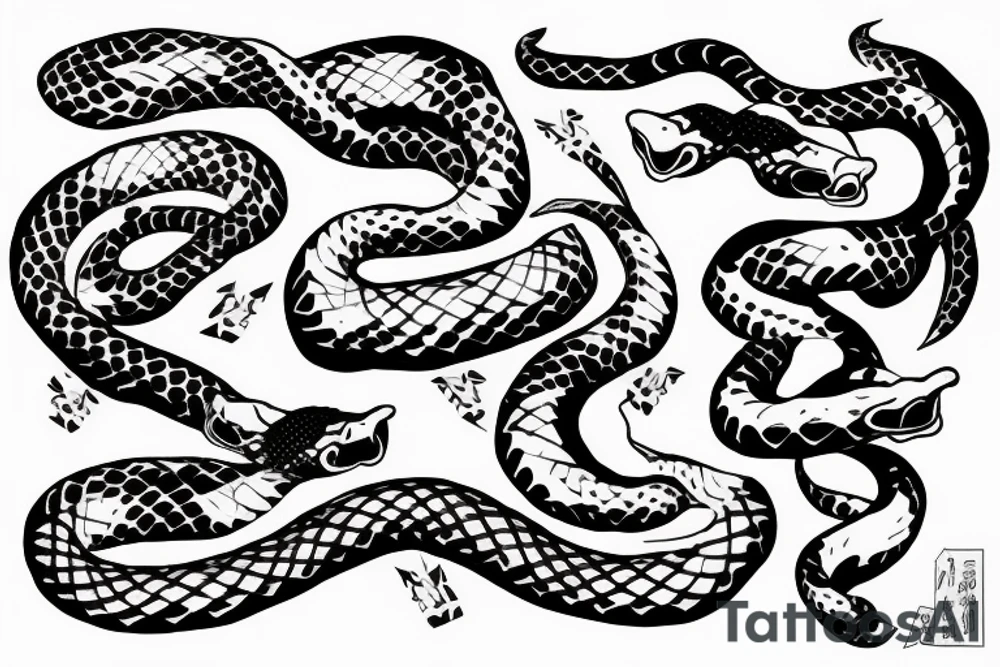 two snakes with hiraishin
 kunai tattoo idea