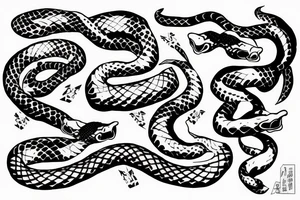 two snakes with hiraishin
 kunai tattoo idea