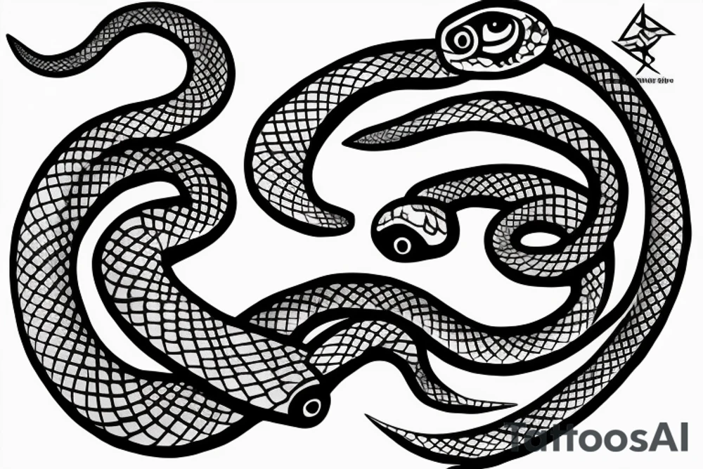 two snakes with hiraishin
 kunai tattoo idea