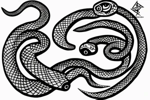 two snakes with hiraishin
 kunai tattoo idea