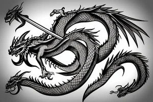 dragon wrapping around sword tattoo idea