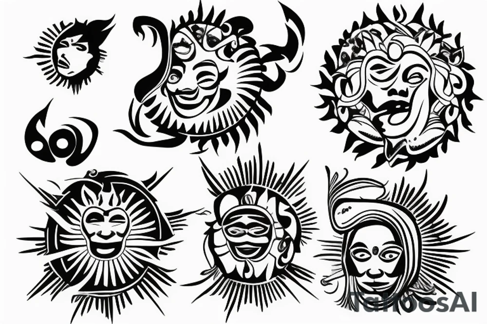 simplistic Philippine sun tattoo but it is cut in half tattoo idea
