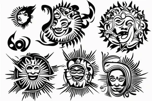 simplistic Philippine sun tattoo but it is cut in half tattoo idea