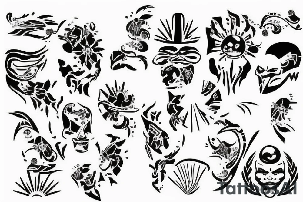 simplistic Philippine sun tattoo but it is cut in half tattoo idea