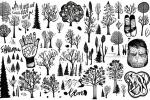 you kept looking but you can't find the woods, while you're hiding in the trees tattoo idea