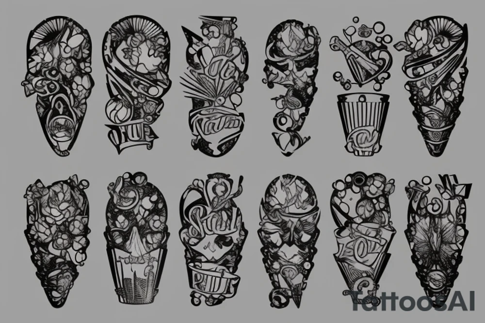 copper and crystal bartending tattoo idea