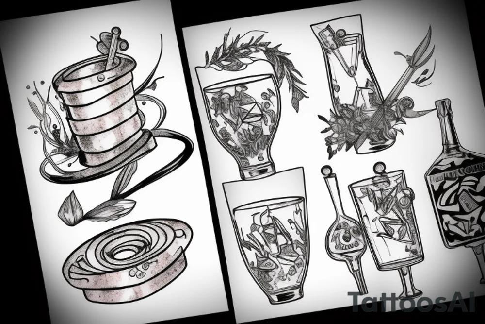 copper and crystal bartending tattoo idea